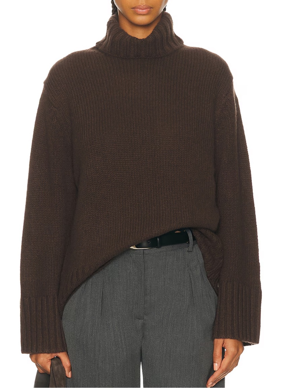 Jenni Kayne Jet cashmere turtleneck sweater chocolate brown